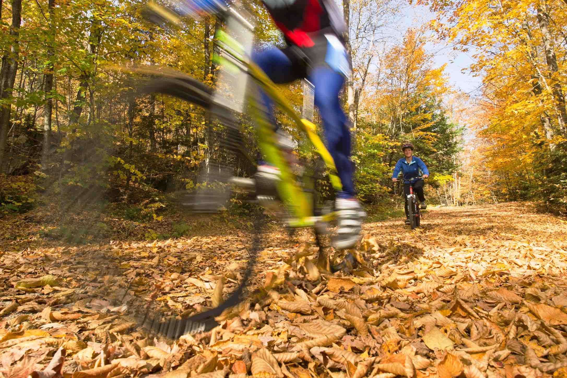 Orillia People Biking on trails in the fall